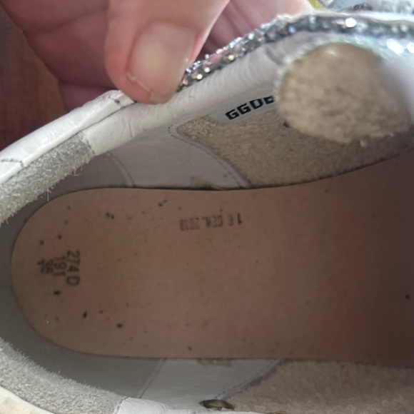 Golden Goose Silver Glitter Sneakers with Black Star - Picture 8 of 16
